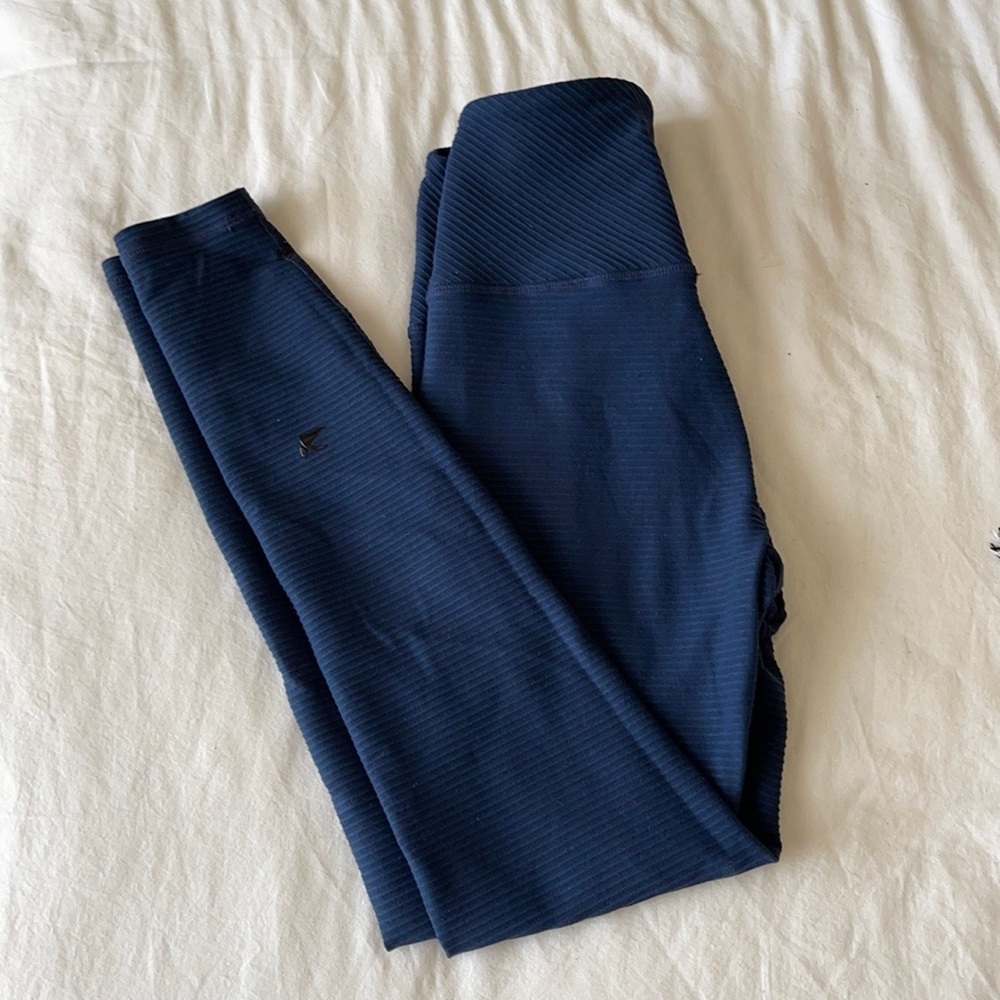 Glyder Blue Ribbed Leggings | Small